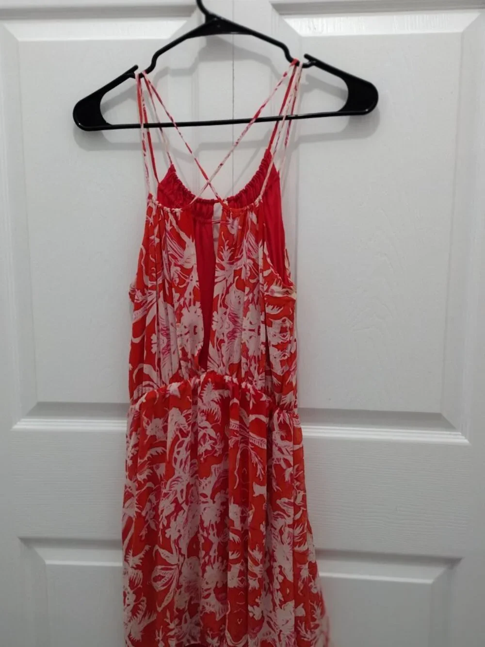 Rory Beca Maia Silk Mini Dress Orange Pink Print Strappy Boho Resort Size M - Picture 4 of 7